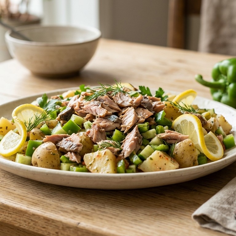 Salade van makreelfilets en groenten recept