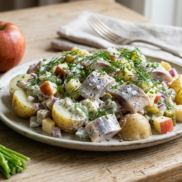 Salade van nieuwe zoute haring recept