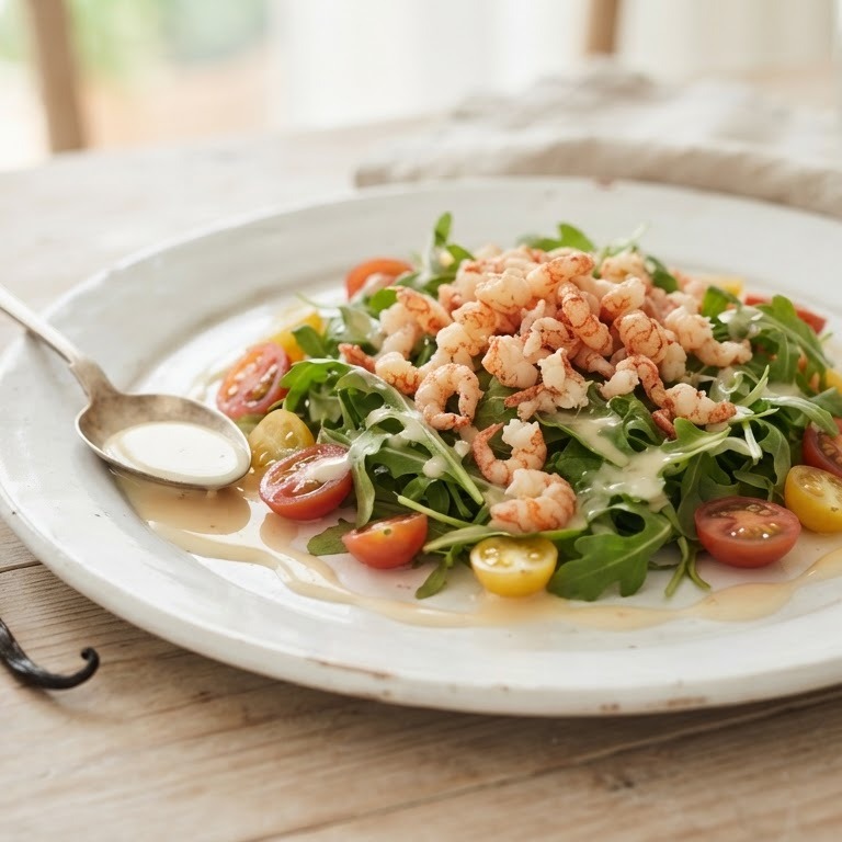Salade van rivierkreeftjes met vanille-dressing recept