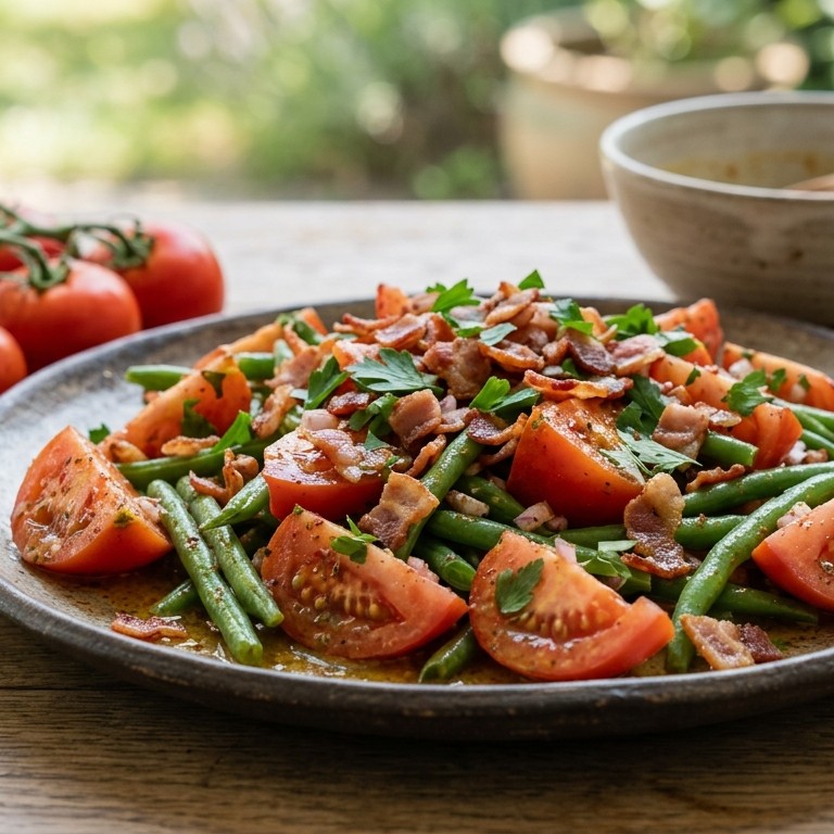 Salade van tomaten en sperzieboontjes recept