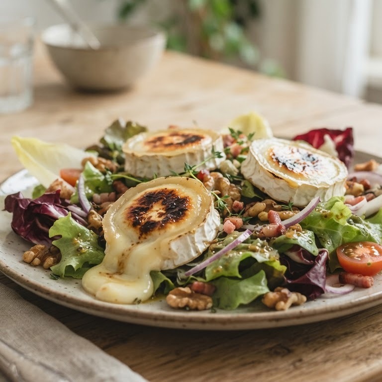 Salade van warme geitenkaas recept