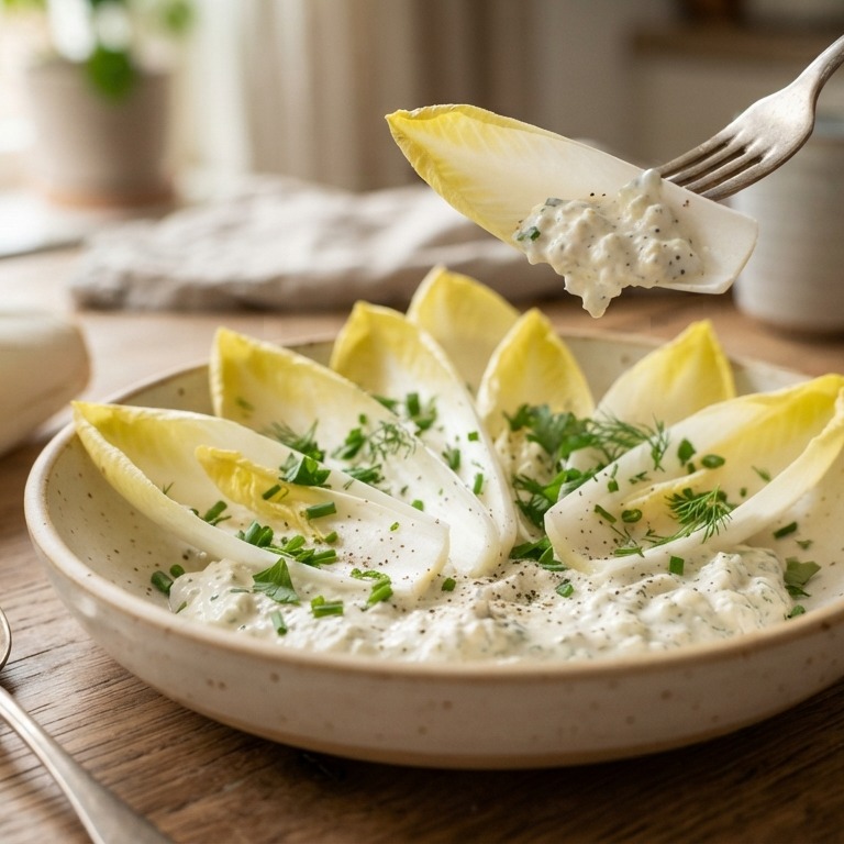Salade van witlof en kaassaus recept
