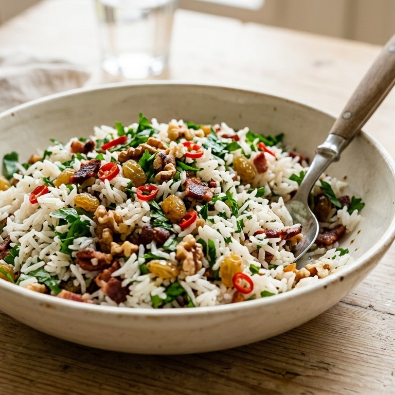 Salade van witte rijst recept