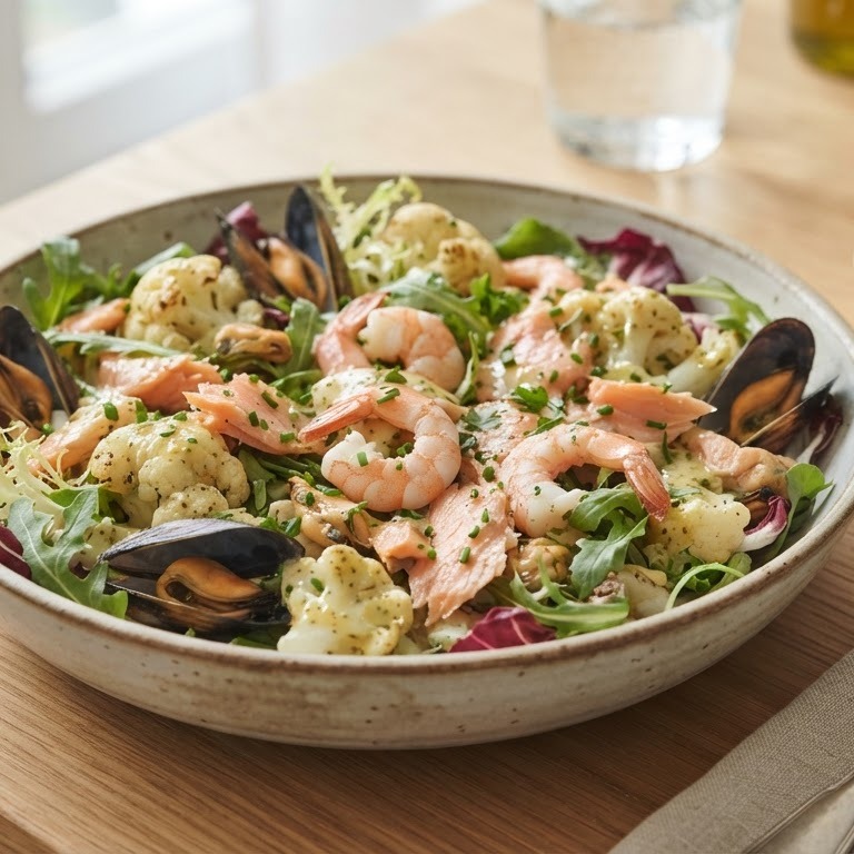 Salade van zeevruchten met bloemkool recept