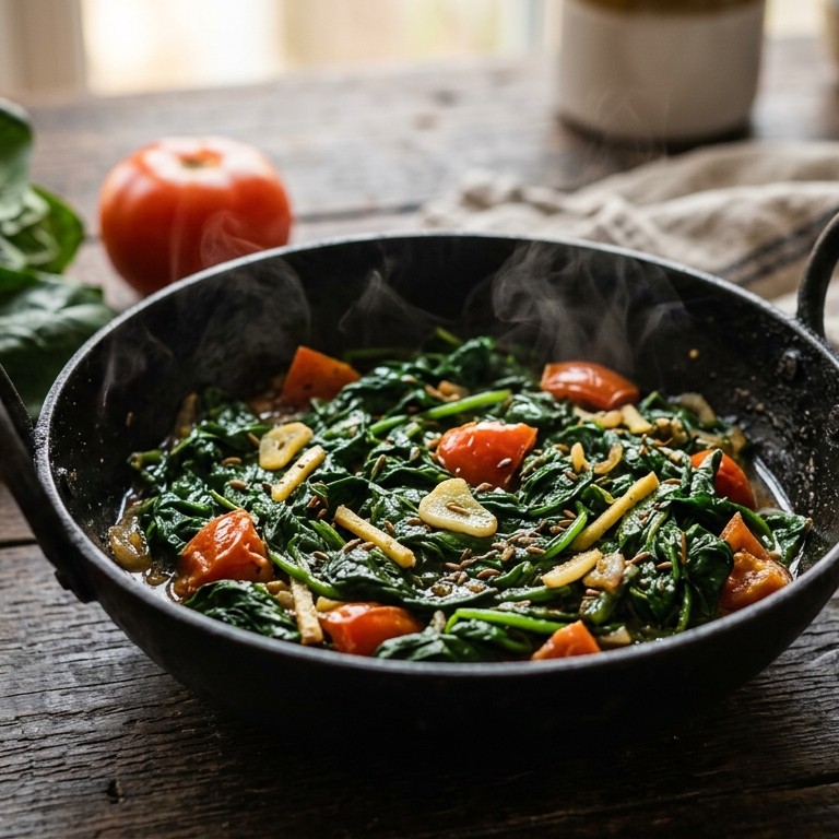 Salag tamatar (Spinazie met tomaten) recept