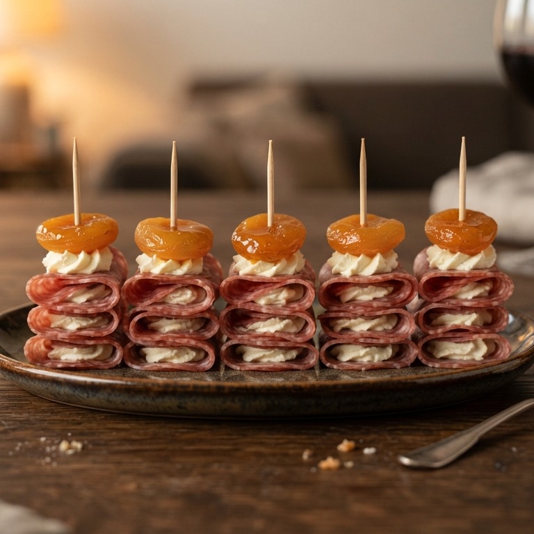 Salami torentjes met abrikozen recept