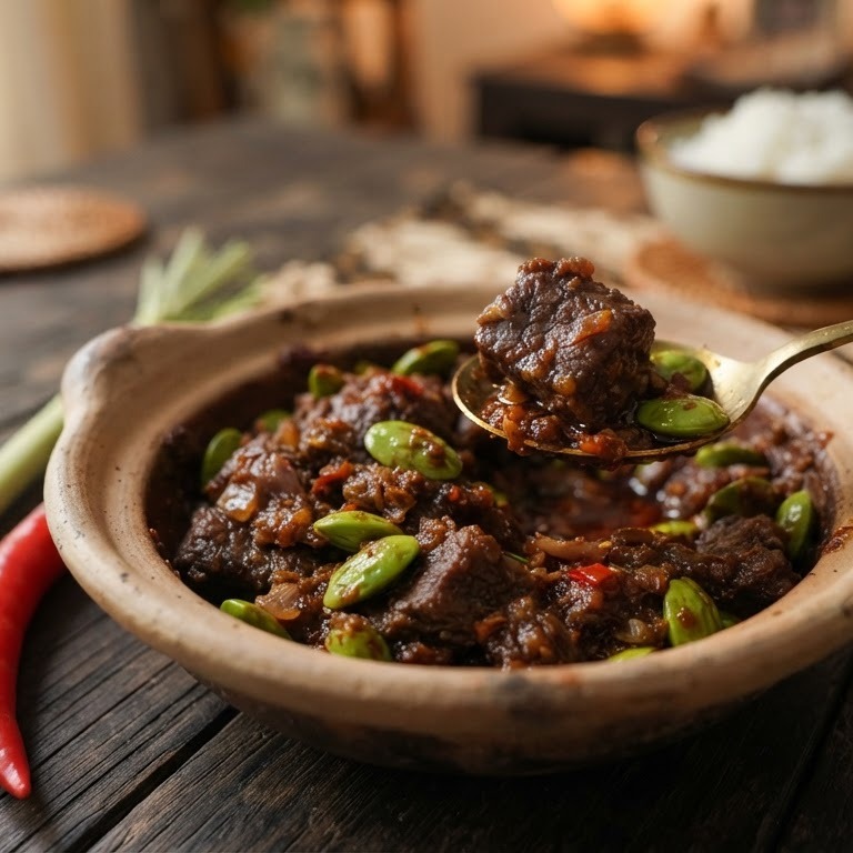 Sambal goreng daging peteh (pittig rundvlees gerecht) recept