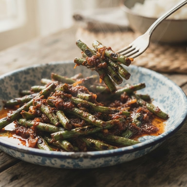 Sambal goreng katjang idjo (pittige kouseband) recept