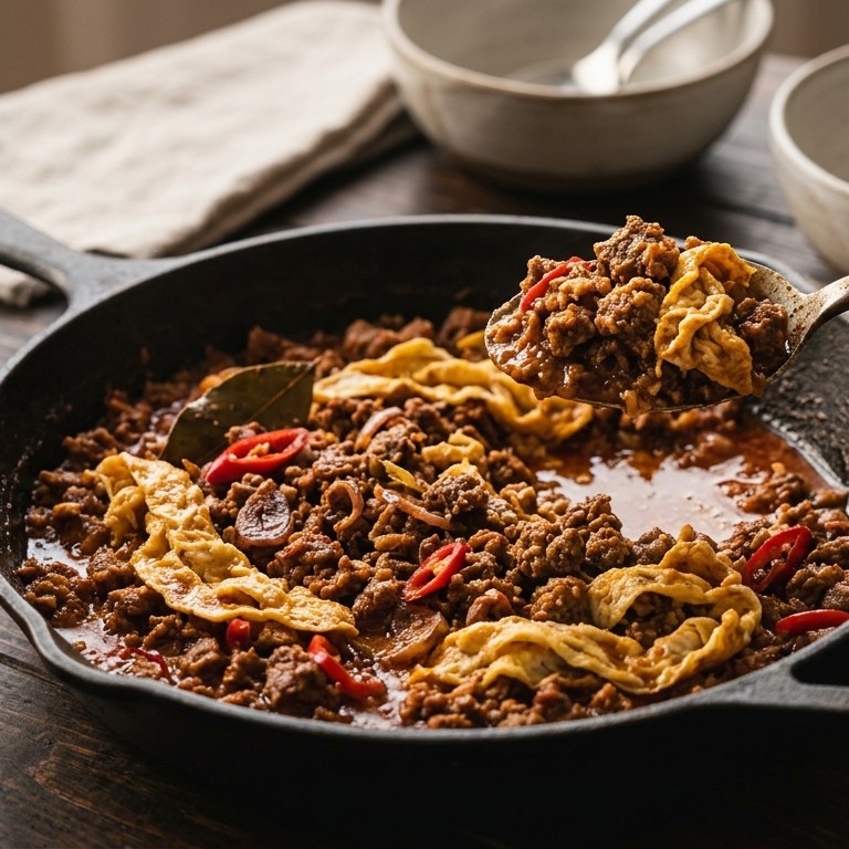 Sambal goreng kreni (pittig gekruid gehakt) recept