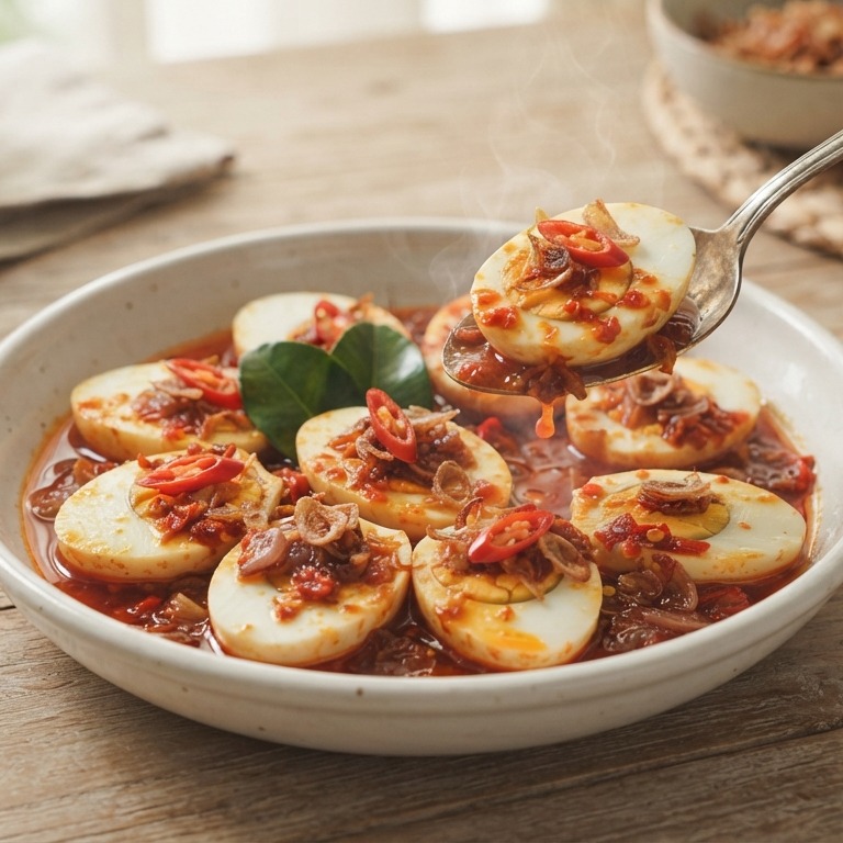 Sambal goreng telor (eieren in pikante saus) recept