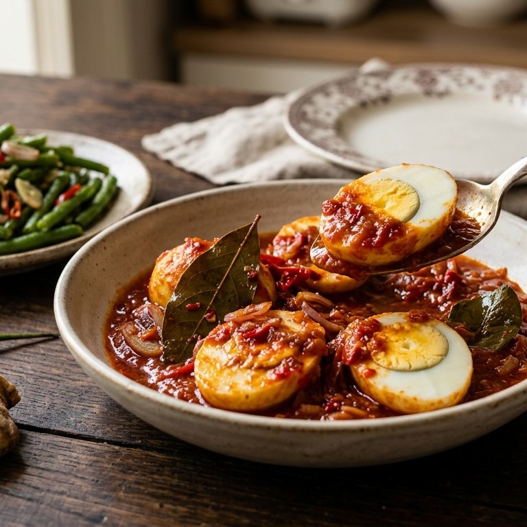 Sambal Goreng Telor met Toemis Boontjes recept