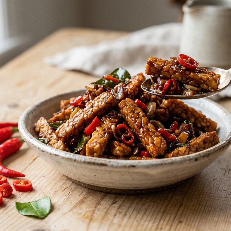 Sambal goreng tempé (pittig gekruiden tempe) recept