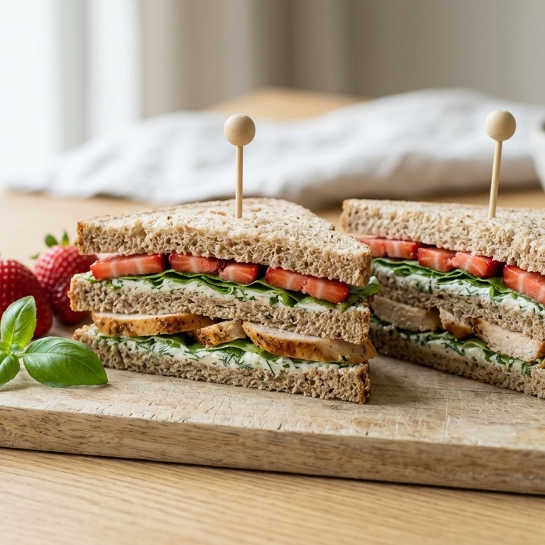 Sandwich met aardbeien en kip recept