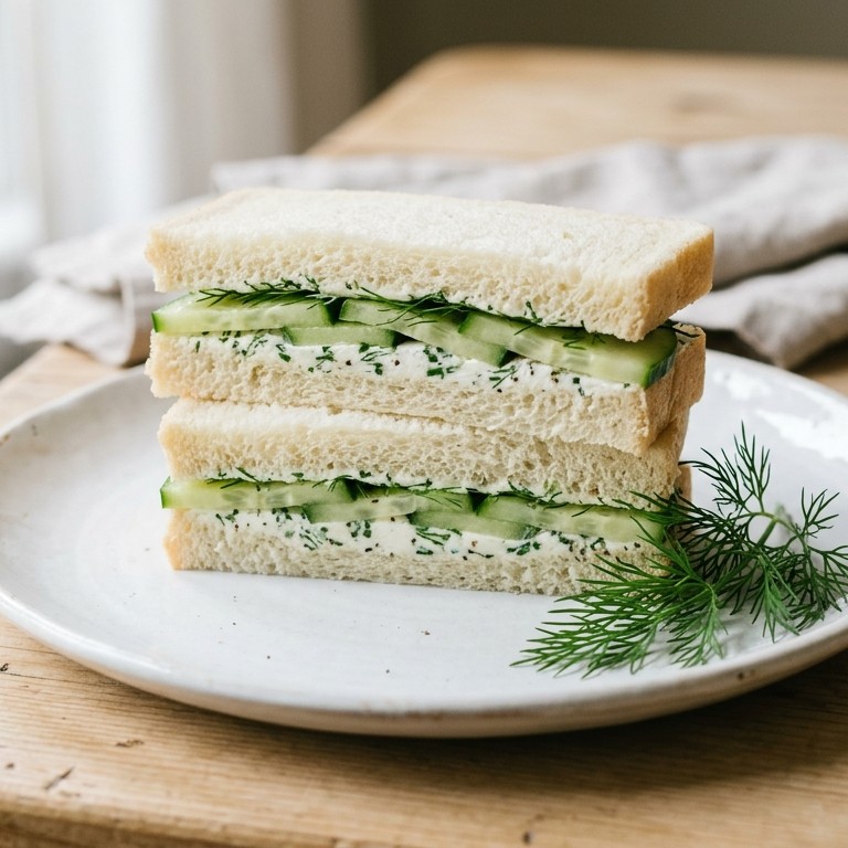 Sandwich met komkommer en verse roomkruidenkaas recept