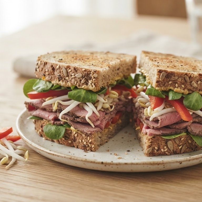 Sandwich met rookvlees en taugé recept