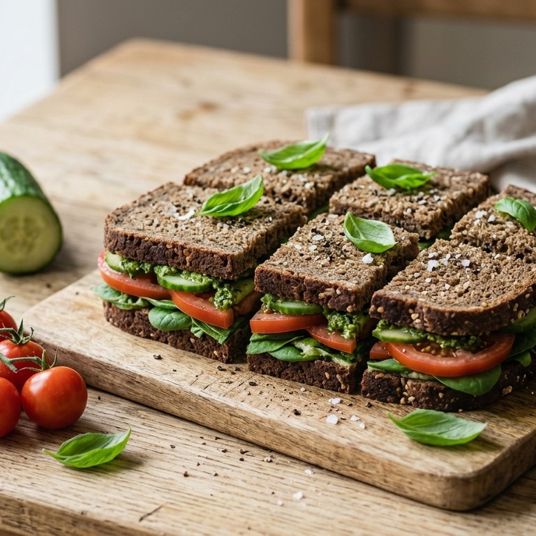 Sandwich met tomaat en pesto salade recept