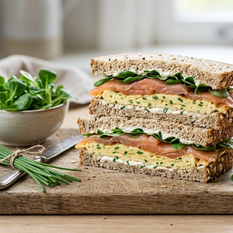 Sandwich zalm met omelet recept