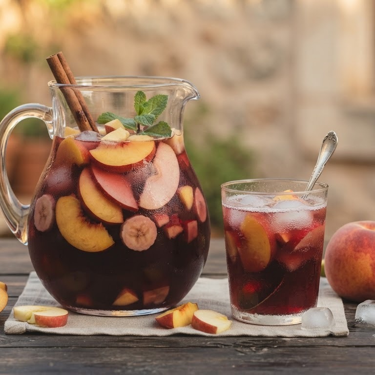Sangria met perzik, appel en banaan recept