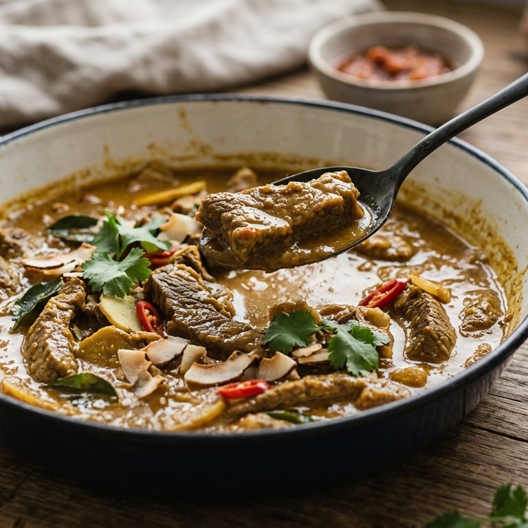 Sapi Kerrie. (Gekruid riblappen met kerrie) recept