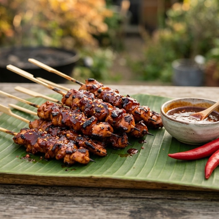 Saté ajam banjar (kip saté met pittige ketjapsaus) recept