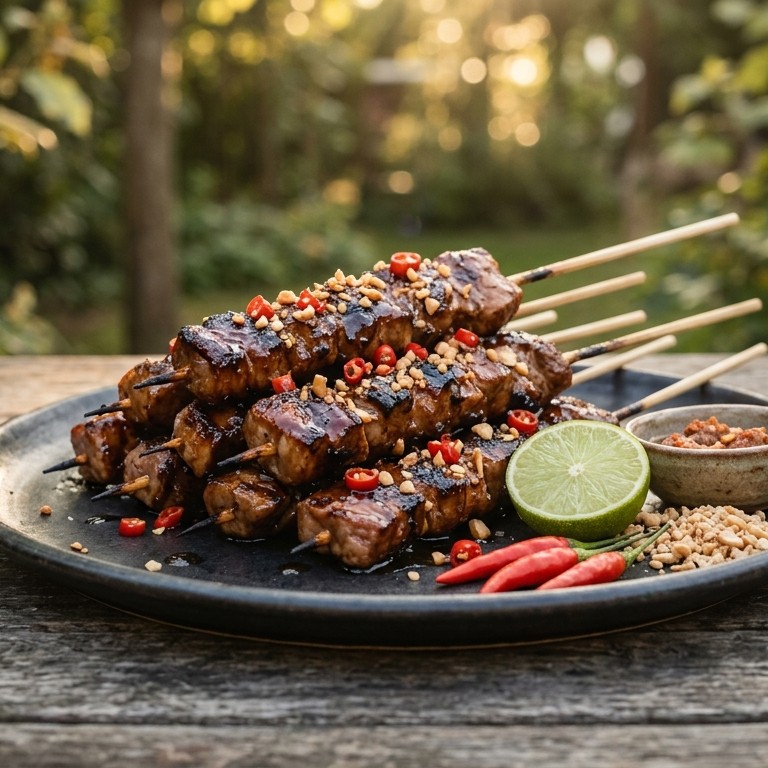Saté babi banjar (blokjes varkenshaas in een ketjap sausje) recept