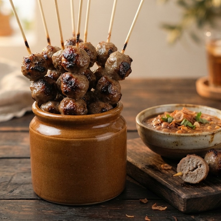 Saté Bakso (gehakt balletjes op spies) recept