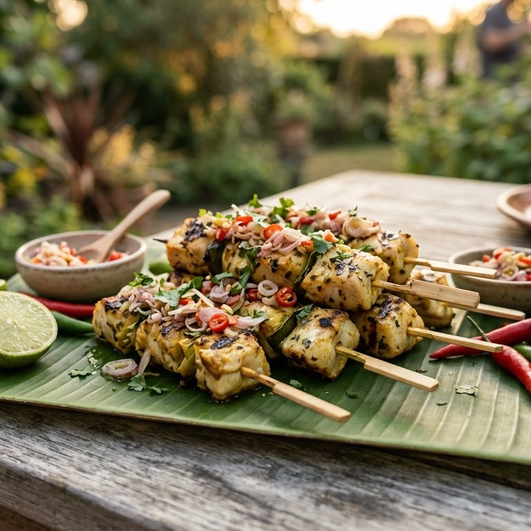 Saté Pedis Monkfish Dengan Kapur (lekker zuur en pittig visje) recept