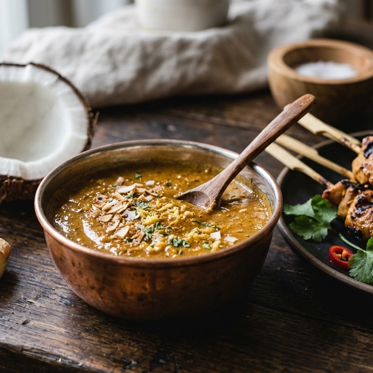 Satesaus met gember en kokos recept