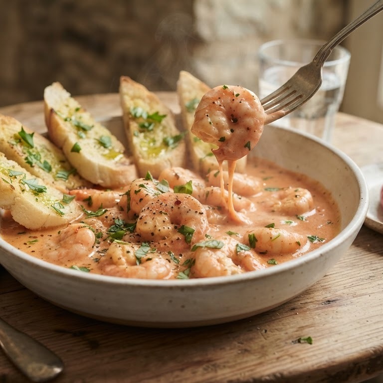 Scampi's met romige tomatensaus recept