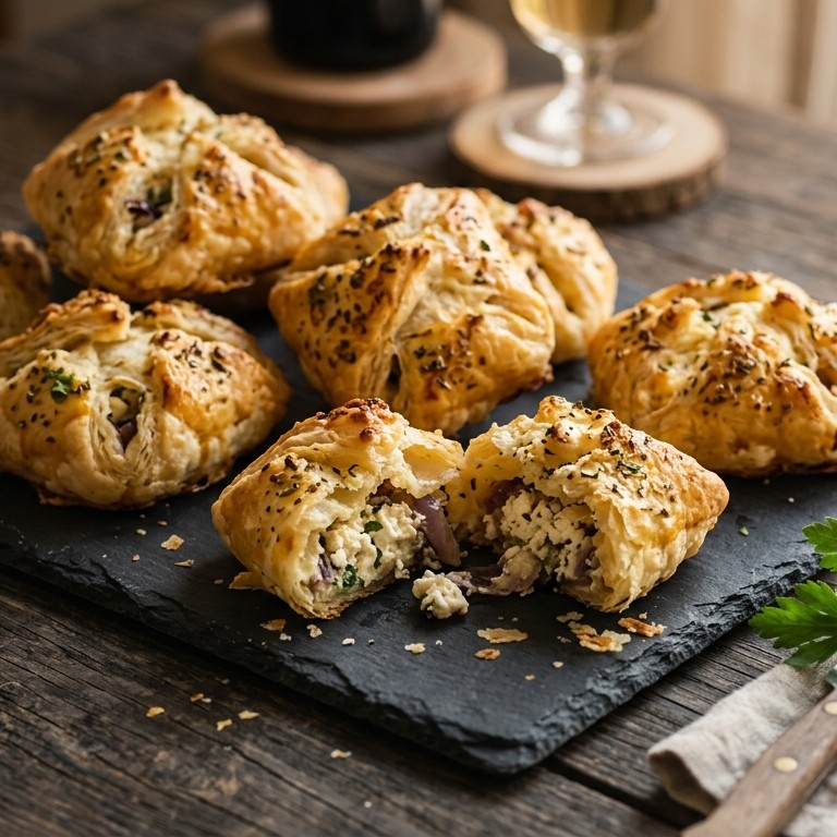 Schapenkaas in bladerdeegrolletjes recept