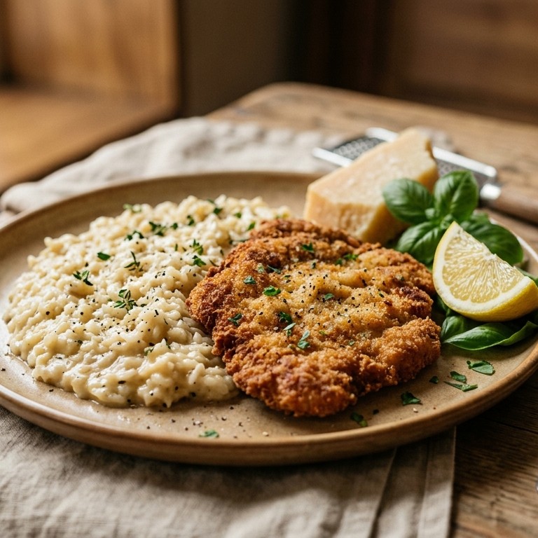 Schnitzel Italiana  met risotto recept
