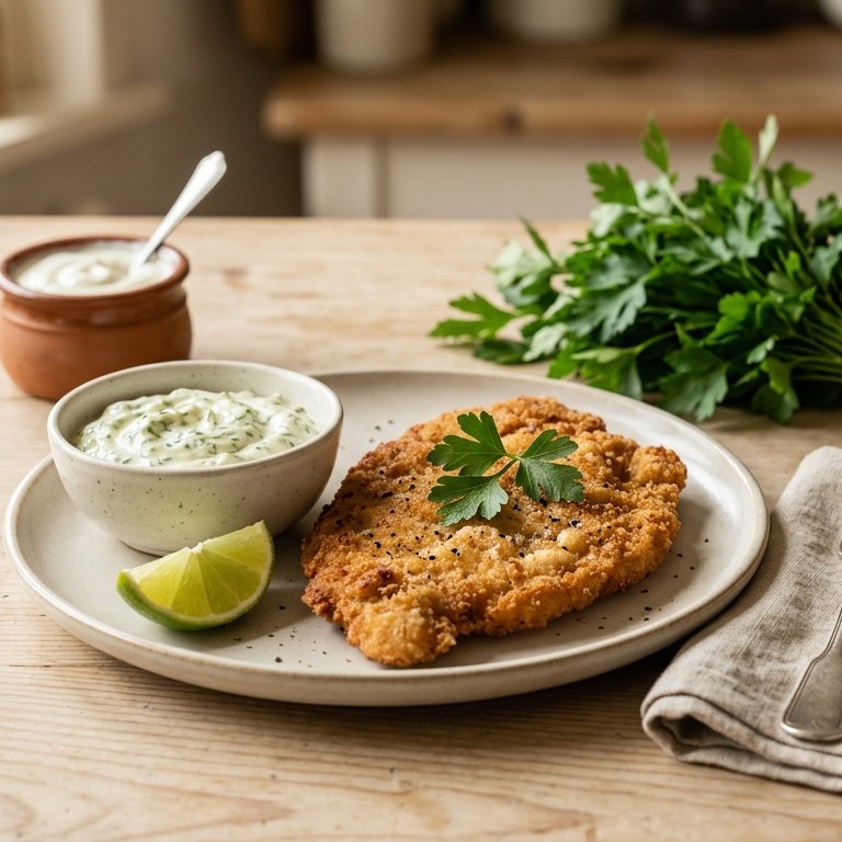 Schnitzel met limoen-peterseliemayonaise recept