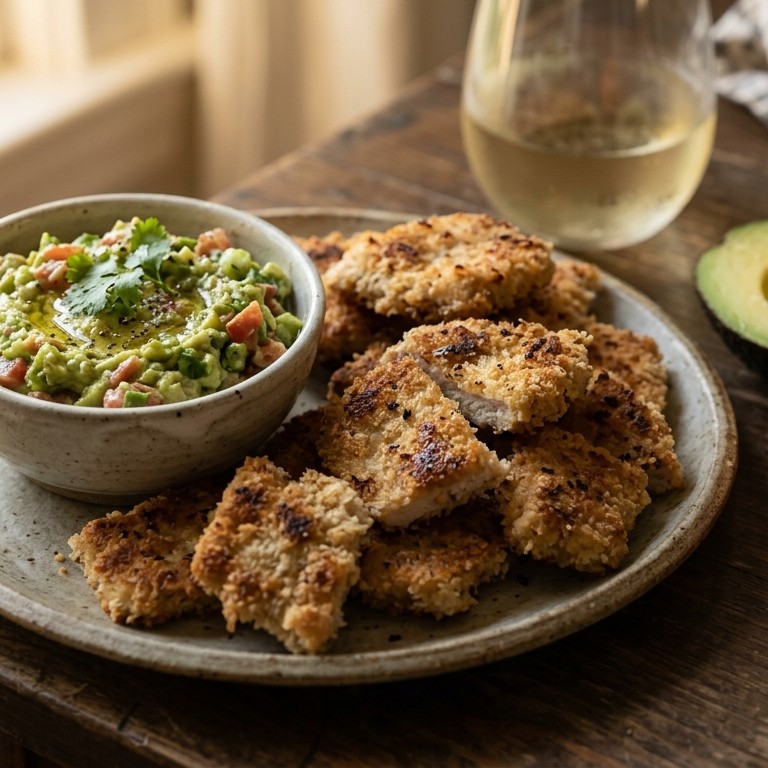 Schnitzelnuggets met avocadodip recept