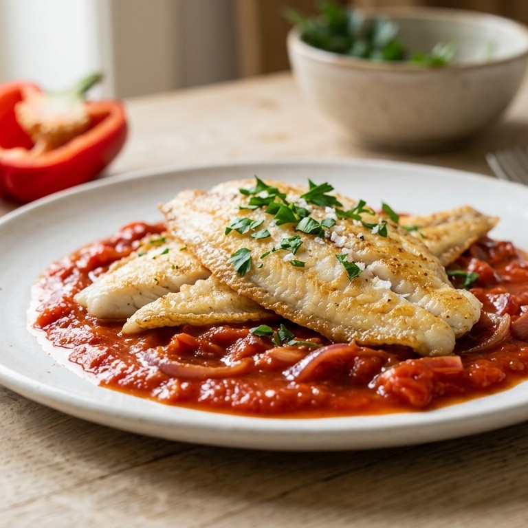 Scholfilet met rode saus recept