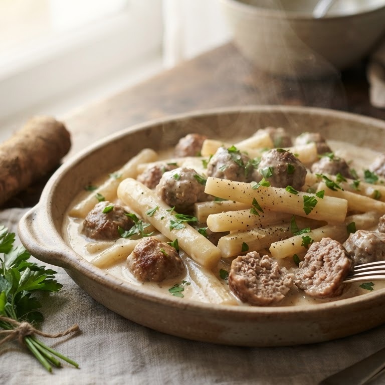 schorseneren met bolletjes gehakt recept
