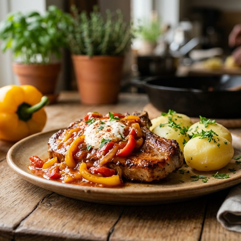Schouderkarbonade met paprikasaus recept