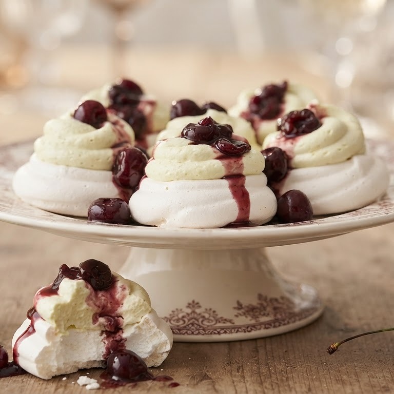 Schuimgebakjes met limoen-kersenroom recept