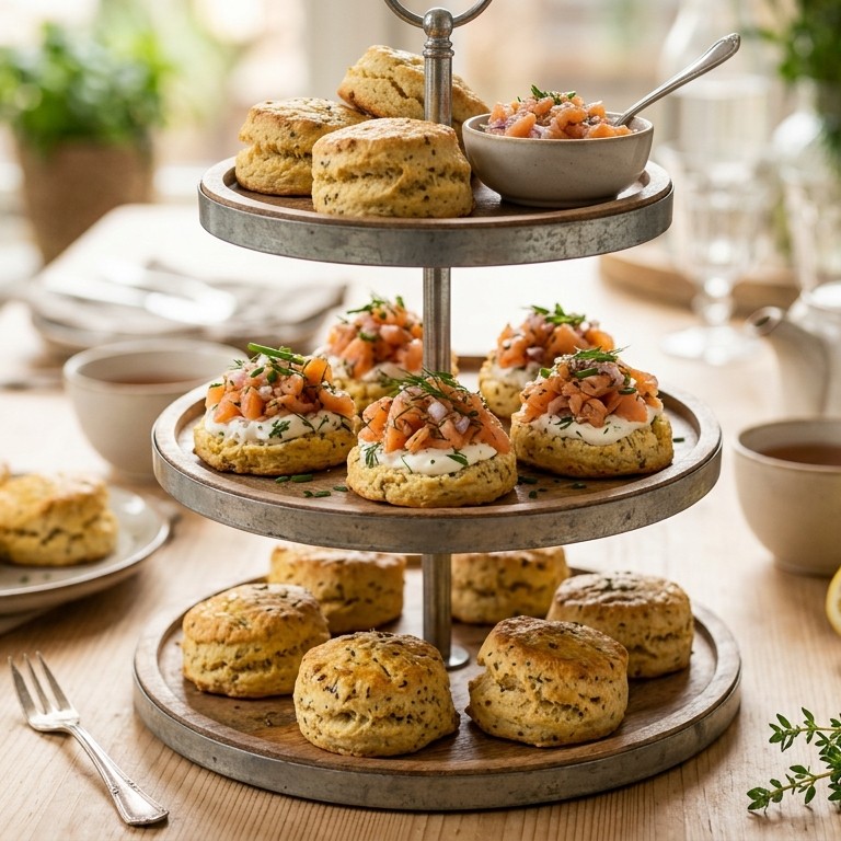 Scones met zalmtartaar voor high tea recept