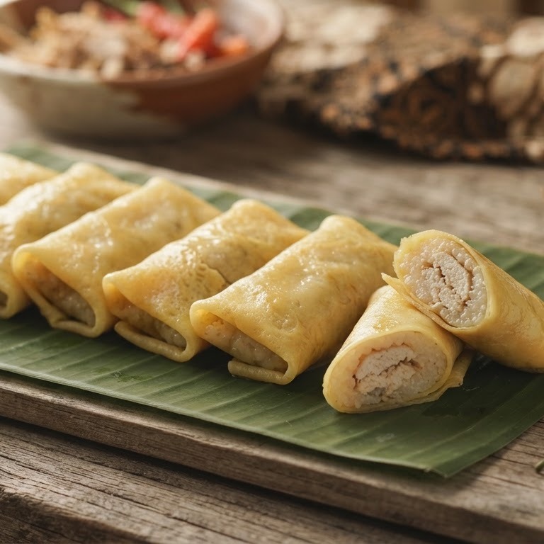Semar Mendem (kalkoenrolletjes in een flensje) recept