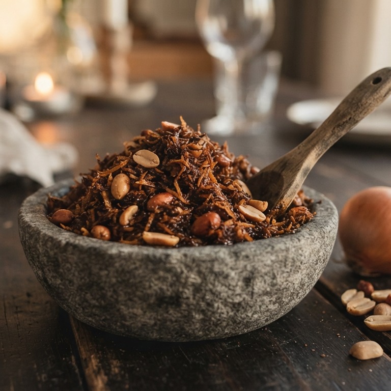 Seroendeng (strooisel van kokos en pinda's) recept
