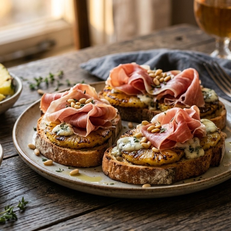 Serranoham met ananas en roquefort recept