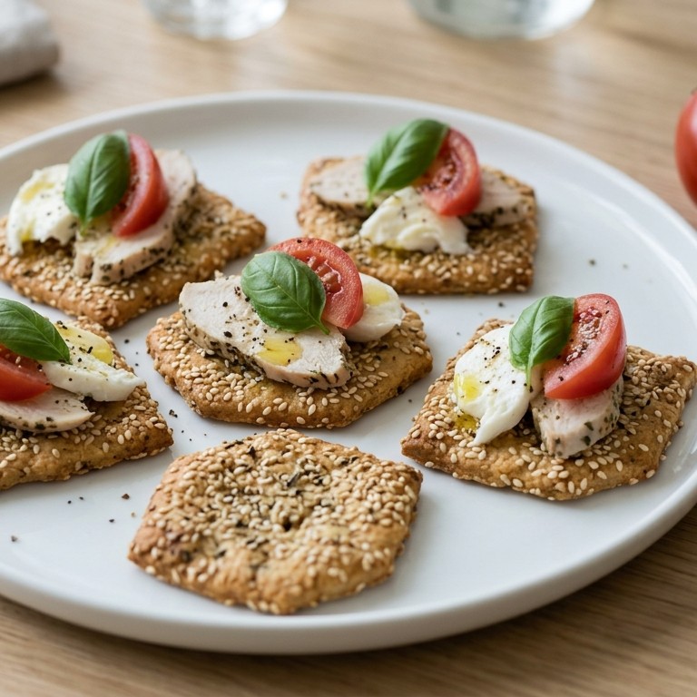 Sesamcracker met gekruide kipfilet en mozzarella recept