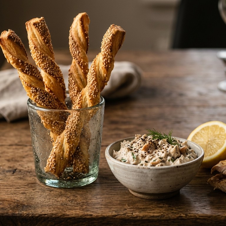 Sesamstengels met makreeldip recept