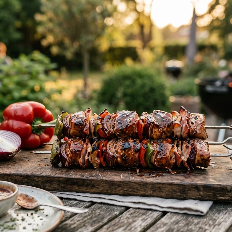 Shaslicks spiezen voor op de BBQ recept