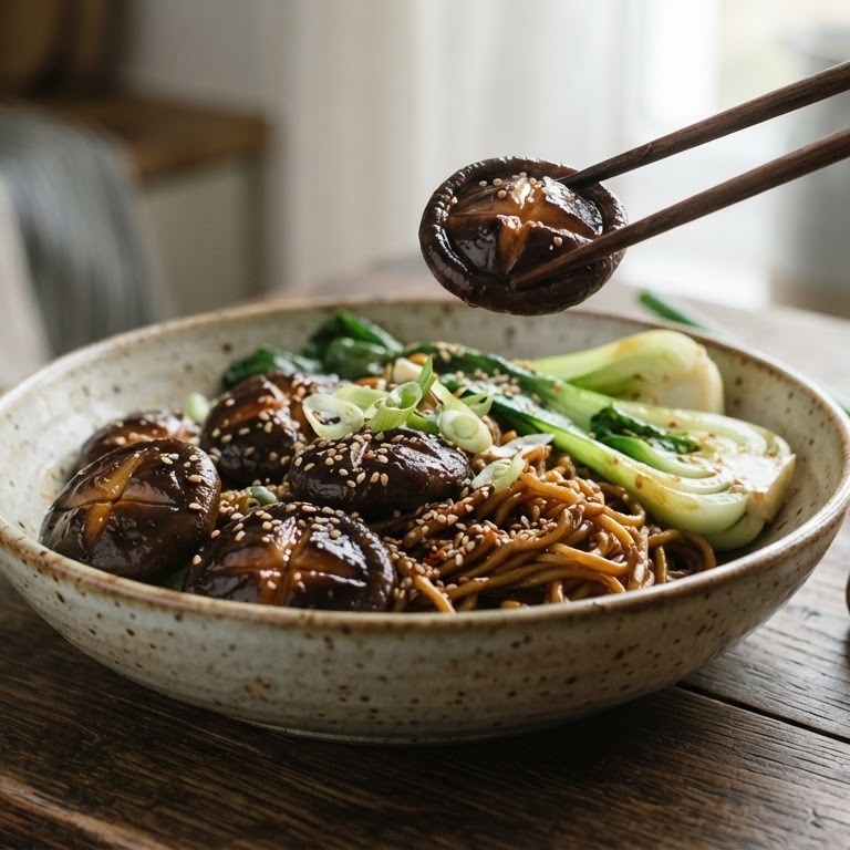 Shii-takes met paksoi recept