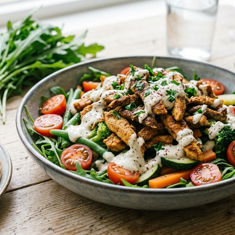 Shoarmasalade met stoomgroenten recept