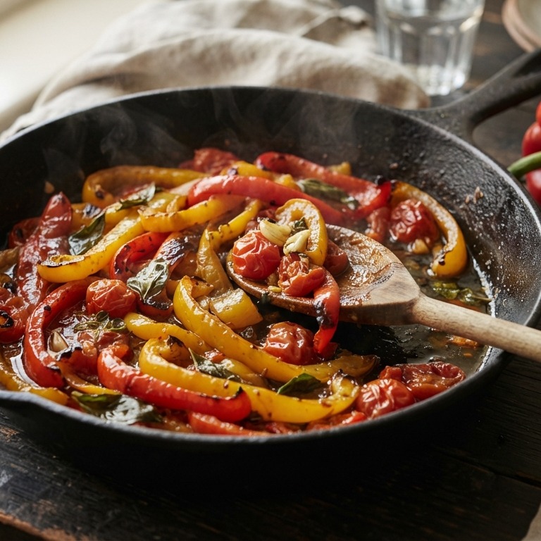 Siciliaanse gebakken paprika - tomaat recept