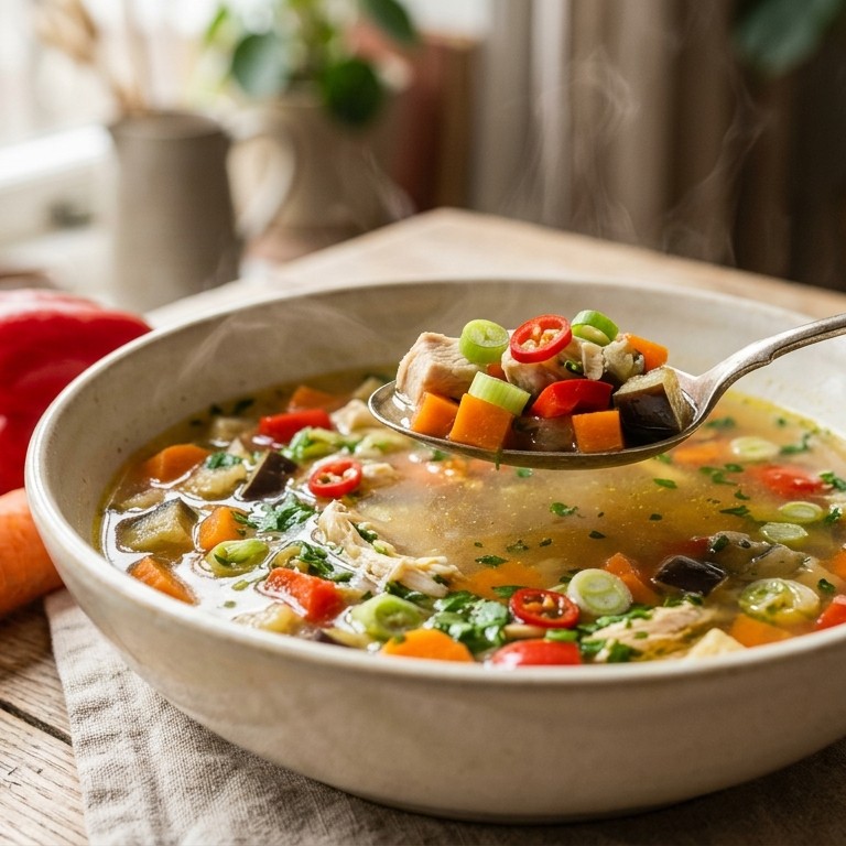 Simpele Kippen/groente soep recept