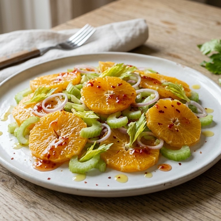 Sinaasappelsalade met bleekselderij recept