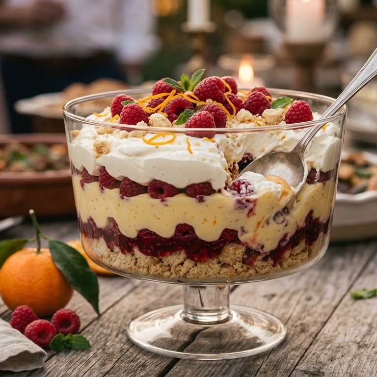 Sinaasappeltrifle met boterkoekjes voor buffet recept